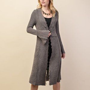 VOCAL CARDIGAN SWEATER KNIT WRAP  bohemian western lace flare reg & plus GRAY